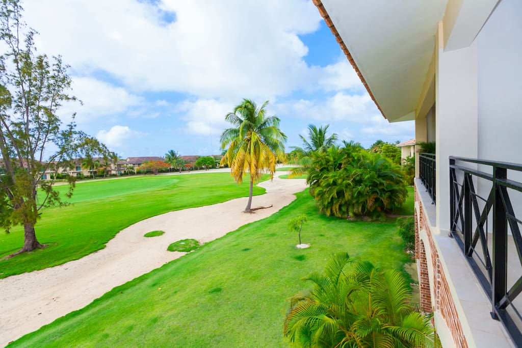 Balcony view over the golf course. You can take golf classes for an additional price.