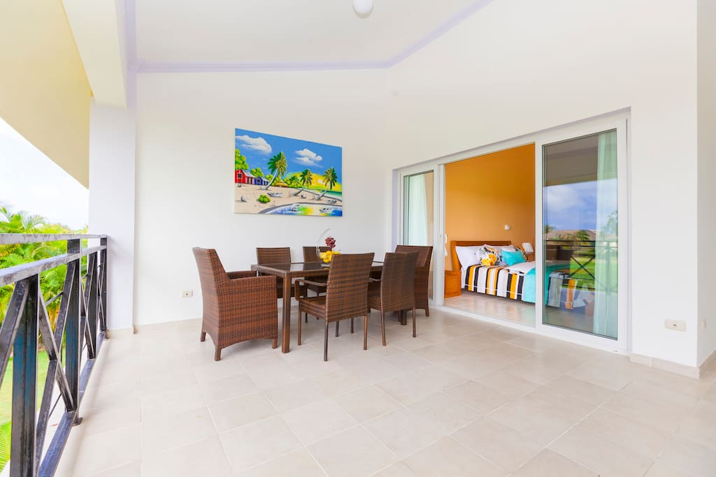 Balcony. Enjoy your meal with stunning views on this amazing spacious balcony.