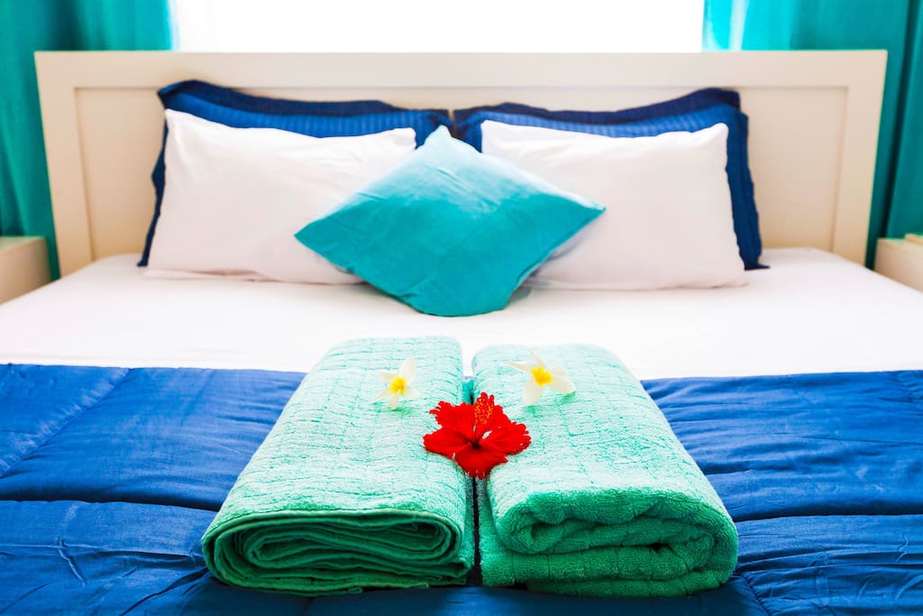 Nice, comfortable, clean, fresh, big Bed. That's what will help you to sleep well with comfort and enjoy your stay.