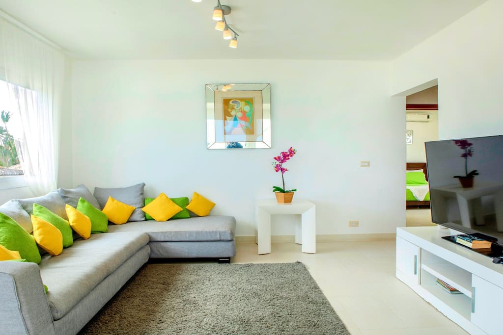 Big, comfortable sofa and a HDTV to enjoy best musical programs or watching your favourite films