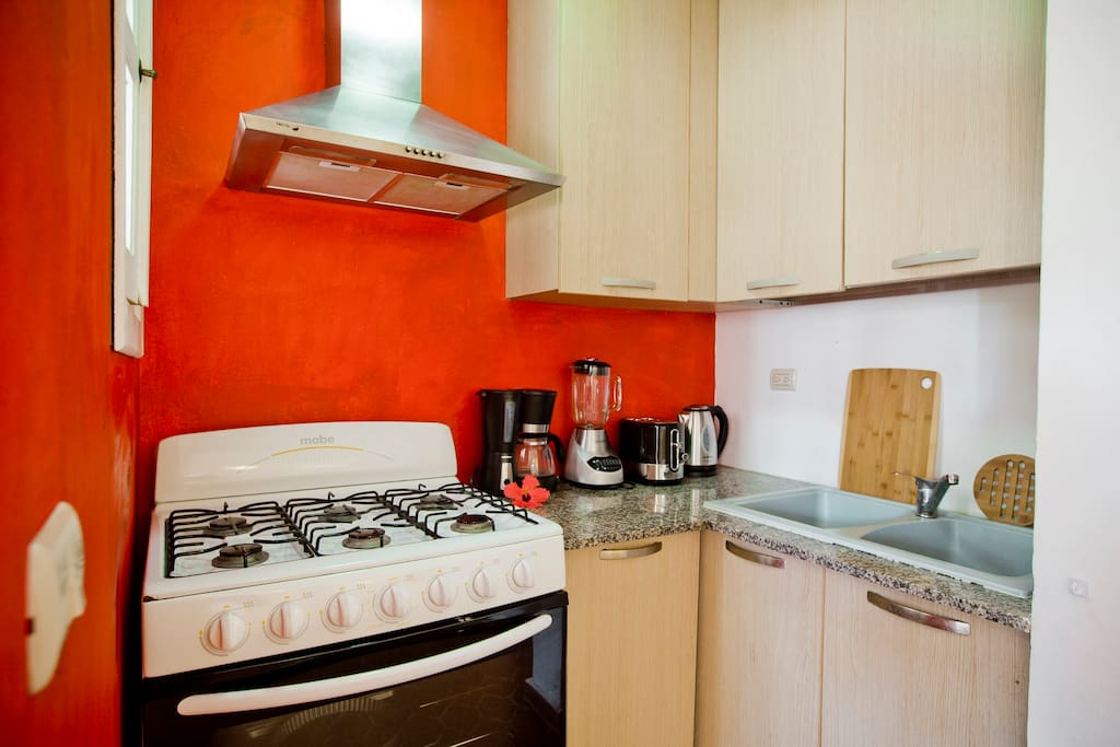 You'll have a modern and unique kitchen with all the kitchen utensils.