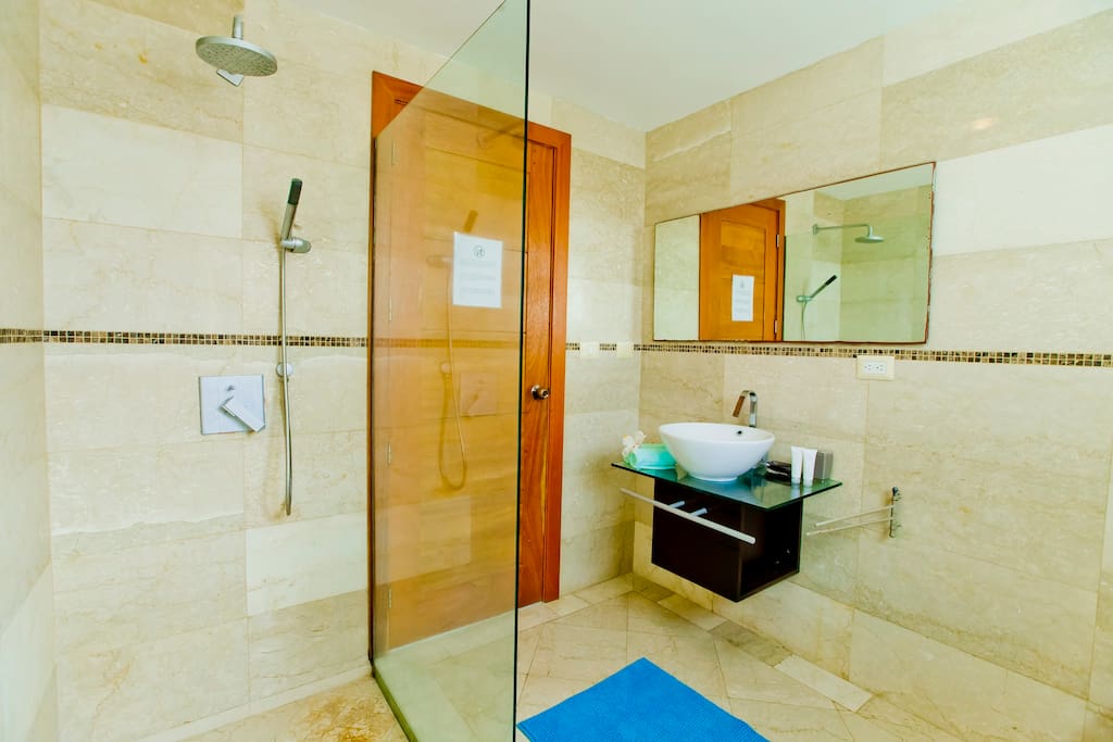 A comfortable bathroom is fully equipped so you can relax and enjoy your stay.
