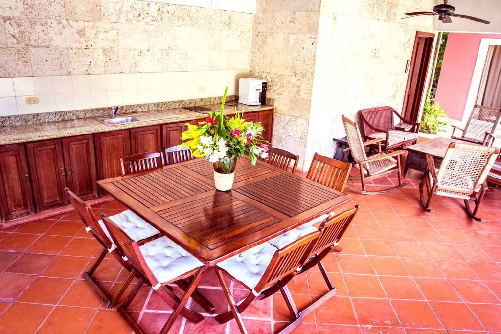 Great place to enjoy the fresh air and pool view. You will love spending evenings outdoors.