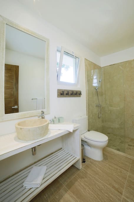 The bathrooms are clean, comfortable, spacious and functional.