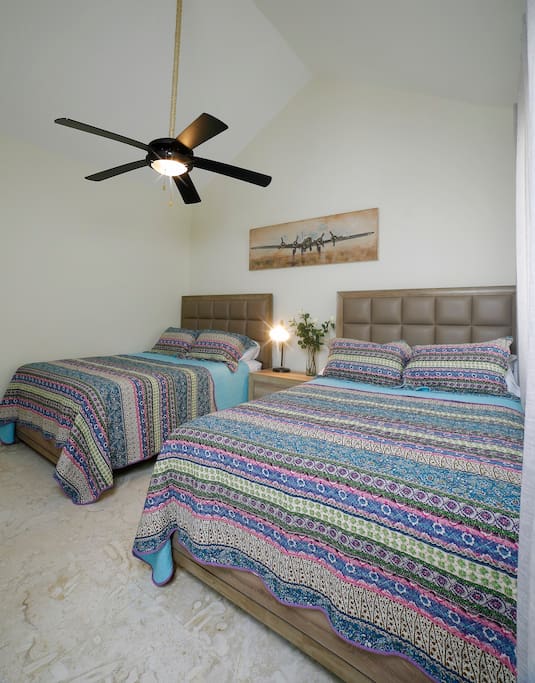 The spacious rooms with large beds offer plenty of sleeping space.