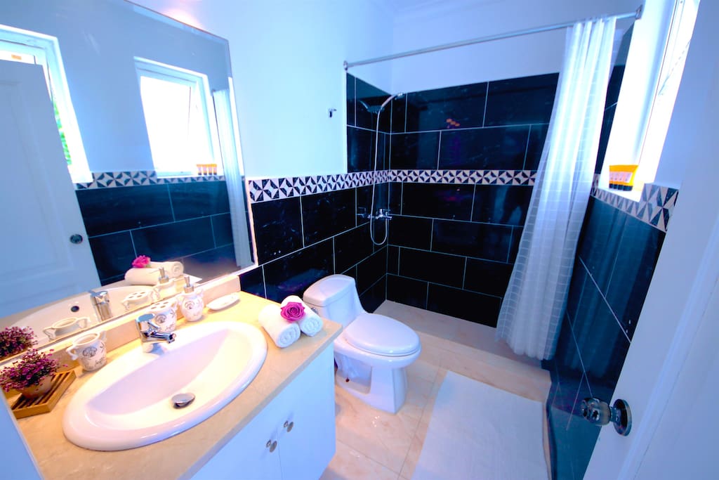 Clean stylish bathroom with all necessary accessories - because we care about our guests!