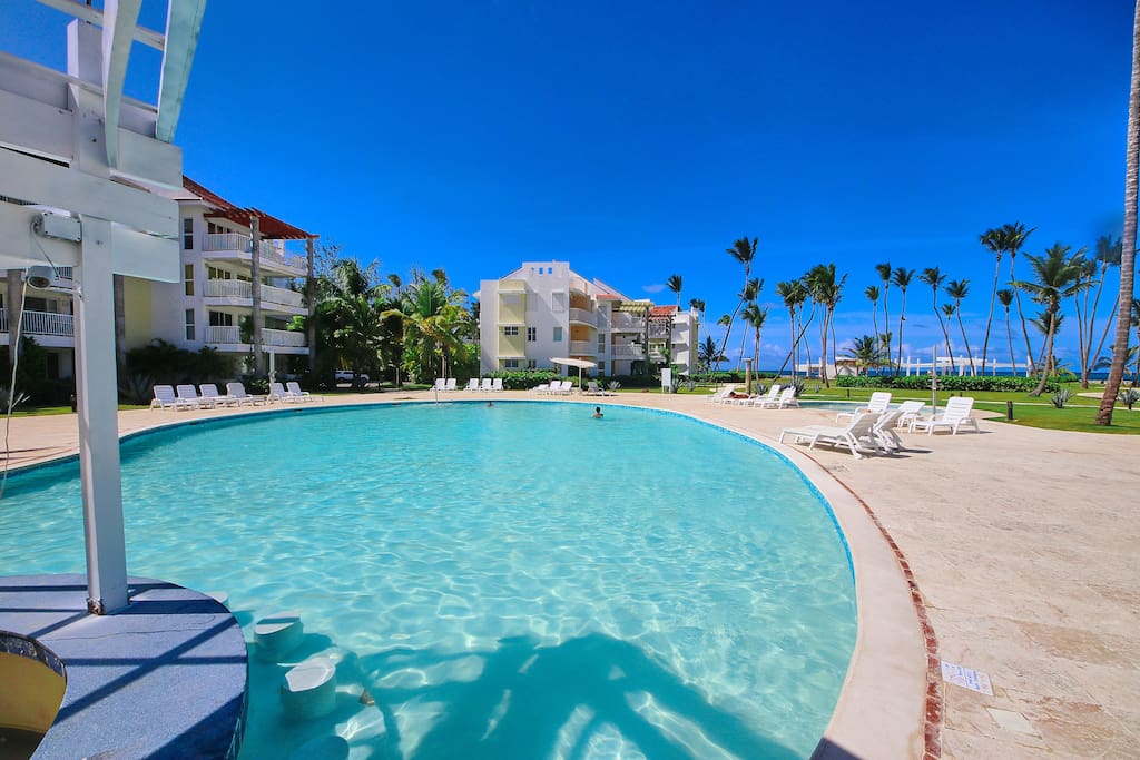 Have you got tired of the beach? Take a refreshing swim in the pool, located just a few steps from the apartment.