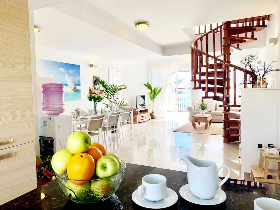 2-level private penthouse with everything you might need for a comfortable stay.