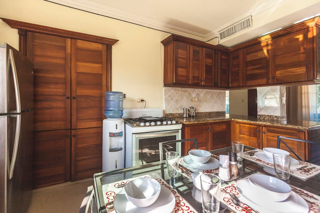 Cooler and kitchen stove. Always fresh and clean water. You need to cook something quick. You have everything you need.
+ Oil, salt, tea, pepper, sugar at your service.