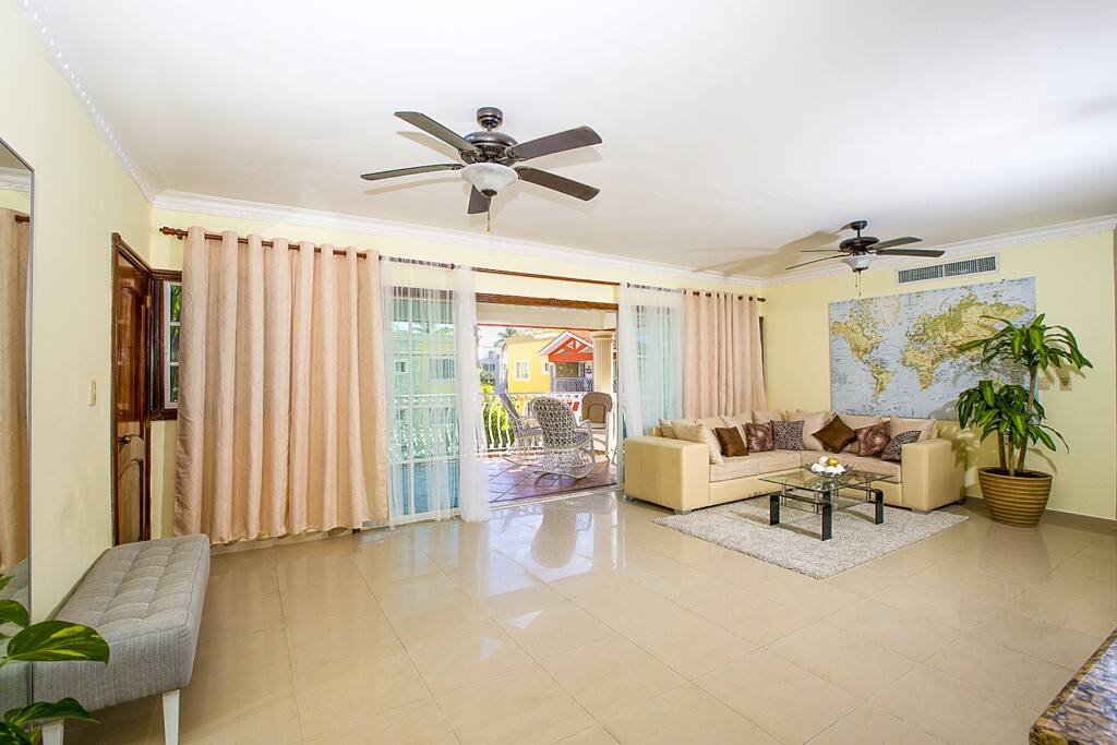 Large living room on the first level. Enough space for everyone, fresh breeze and amazing views from your balcony. FREE high-speed WI-FI.