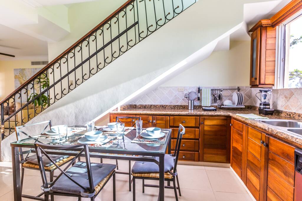 Another angle of the kitchen and the dining area adjacent to the living room.